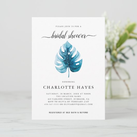 Minimale Waterverf Monstera Leaf Vrijgezellenfeest Kaart (Staand voorkant)