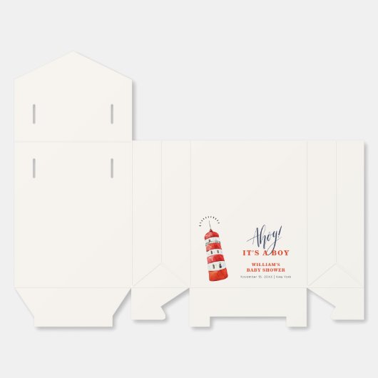 Minimale Waterverf Nautische Vuurtoren Baby shower Bedankdoosjes (Ongevouwen)