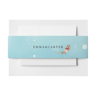 Minimale Waterverf Ocean Blue Wedding Uitnodigingen Wikkel
