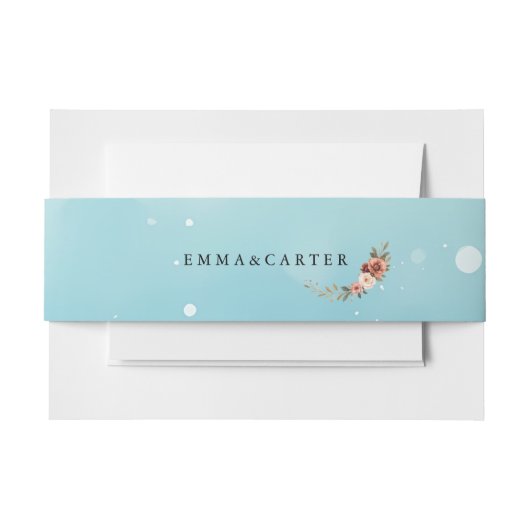 Minimale Waterverf Ocean Blue Wedding Uitnodigingen Wikkel (Voorkant Voorbeeld)