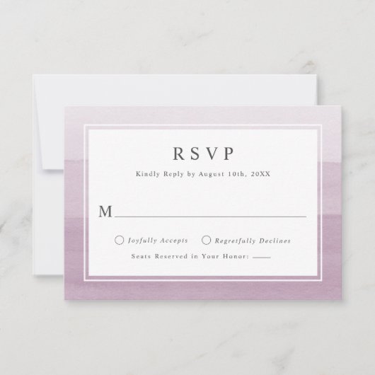Minimale Waterverf Ombre Wedding RSVP Kaartje (Voorkant)