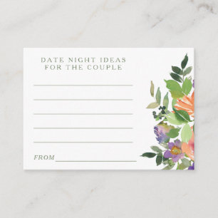 Minimale Waterverf Oranje Floral Date Night Ideeën Informatiekaartje