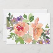 Minimale Waterverf Oranje Paarse Floral Wedding Kaart (Achterkant)