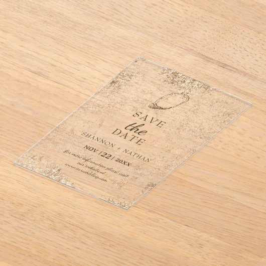 Minimale Waterverf Oyster Beach Bewaar de datum Acryl Uitnodigingen (Laagn)