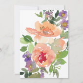 Minimale Waterverf Paars Oranje Floral Wedding Kaart (Achterkant)