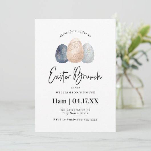 Minimale Waterverf Paasebrunch-uitnodiging Kaart (Staand voorkant)