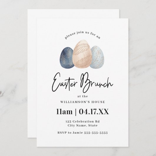 Minimale Waterverf Paasebrunch-uitnodiging Kaart (Voorkant / Achterkant)
