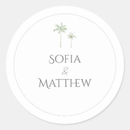 Minimale Waterverf Palmboom Ronde Sticker