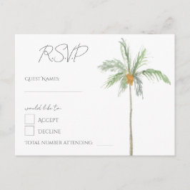 Minimale waterverf palmboom RSVP-ansichtkaart Uitnodiging Briefkaart