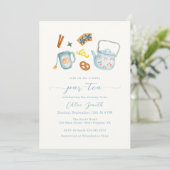 Minimale Waterverf Par-Tea Baby shower Kaart (Staand voorkant)