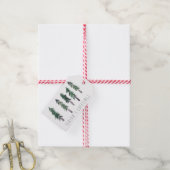 Minimale Waterverf Pijnboombospatroonpatroon Cadeaulabel (Met Touw)