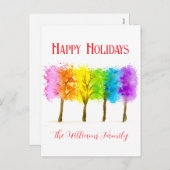 Minimale Waterverf Pine Trees Feestdagenkaart (Voorkant / Achterkant)