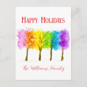 Minimale Waterverf Pine Trees Feestdagenkaart (Voorkant)