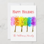 Minimale Waterverf Pine Trees Feestdagenkaart (Voorkant)