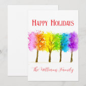 Minimale Waterverf Pine Trees Feestdagenkaart (Voorkant / Achterkant)