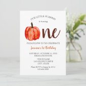 Minimale Waterverf Pumpkin First Birthday Herfst Kaart (Staand voorkant)