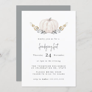Minimale Waterverf Pumpkin Gold Leaf Friendsgiving Kaart