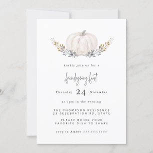 Minimale Waterverf Pumpkin Gold Leaf Friendsgiving Kaart