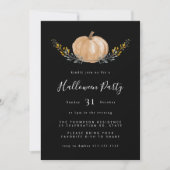 Minimale Waterverf Pumpkin Halloween Black Party Kaart (Voorkant)