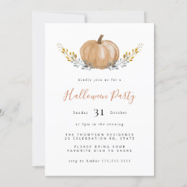 Minimale Waterverf Pumpkin Halloween Party Kaart