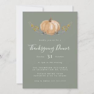 Minimale Waterverf Pumpkin Halloween Sage Green  Kaart