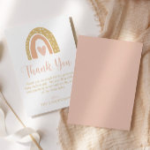 Minimale Waterverf Rainboogroze Baby shower Bedankkaart