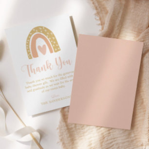 Minimale Waterverf Rainboogroze Baby shower Bedankkaart