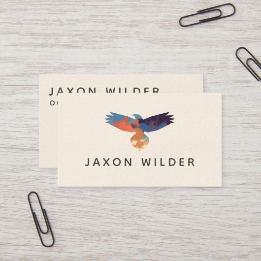 Minimale Waterverf Raven Bird Silhouette Cloud Visitekaartje (Voorkant / Achterkant in situ)