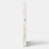 Minimale  waterverf roze bloemen monogram iPhone hoesje (Linkerkant)