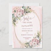 Minimale Waterverf Roze Bloemen Save The Date (Voorkant)