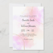 Minimale waterverf roze en goudwitte elegant kaart (Voorkant)