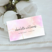 Minimale waterverf roze en goudwitte elegant visitekaartje
