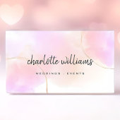 Minimale waterverf roze en goudwitte elegant visitekaartje