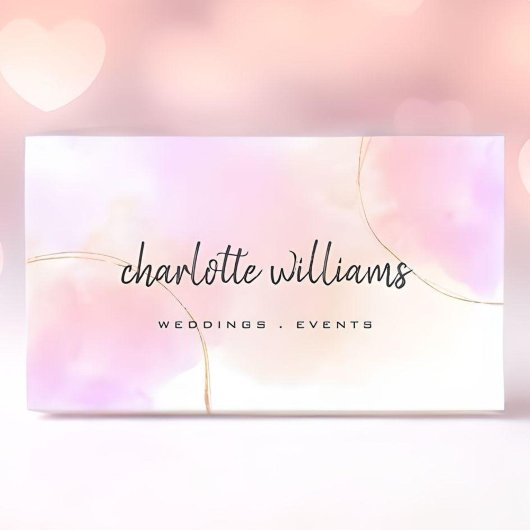 Minimale waterverf roze en goudwitte elegant visitekaartje