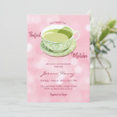 Minimale Waterverf Roze Matcha Vrijgezellenfeest Kaart (Staand voorkant)