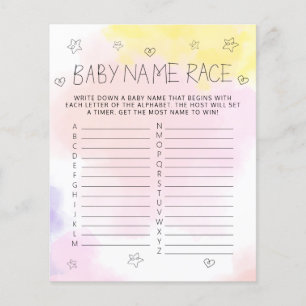 Minimale Waterverf Roze naam Baby shower Game