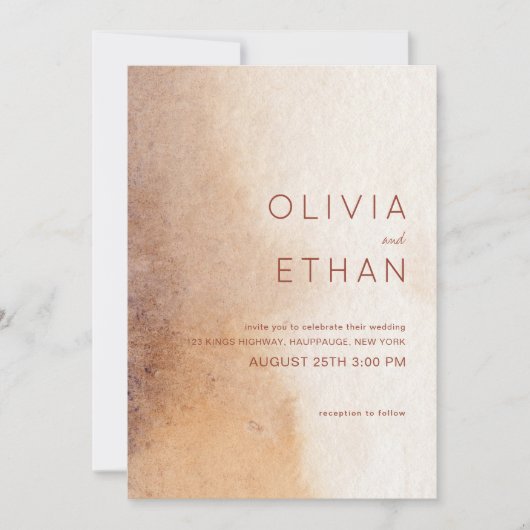 Minimale Waterverf Rustic Wedding Kaart (Voorkant)