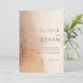 Minimale Waterverf Rustic Wedding Kaart (Staand voorkant)