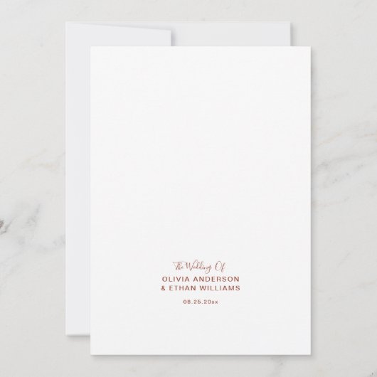 Minimale Waterverf Rustic Wedding Kaart (Achterkant)