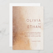 Minimale Waterverf Rustic Wedding Kaart (Voorkant / Achterkant)