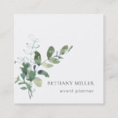 Minimale Waterverf Sage Green Greenery Vierkante Visitekaartje (Voorkant)