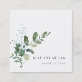 Minimale Waterverf Sage Green Greenery Vierkante Visitekaartje
