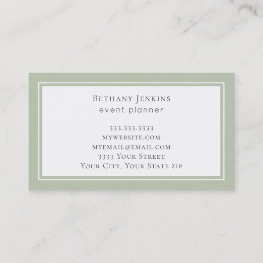 Minimale Waterverf Sage Green Greenery Visitekaartje (Achterkant)
