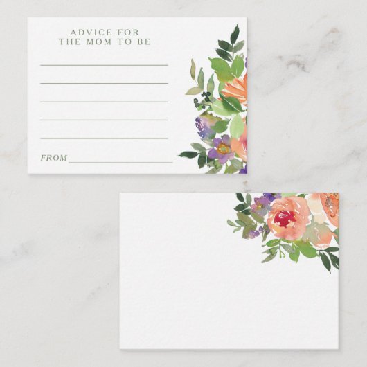 Minimale Waterverf Sinaasappel Bloemen Advies voor Informatiekaartje (Voorkant / Achterkant)