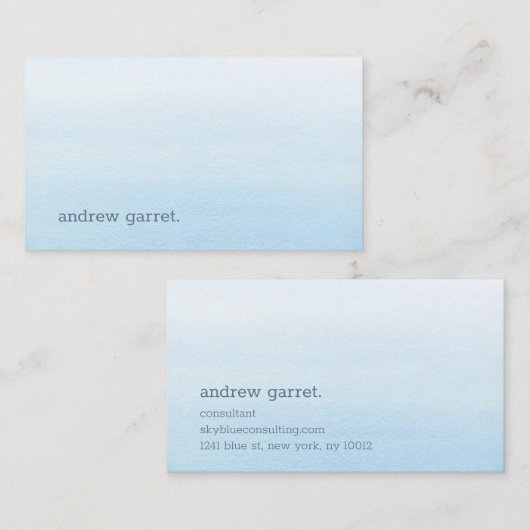 Minimale Waterverf Sky Blue Visitekaartje (Voorkant / Achterkant)