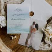 Minimale Waterverf strand bruiloft uitnodiging