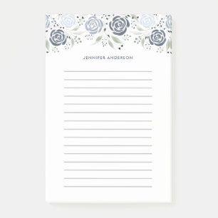 Minimale Waterverf Stusty Blue Floral Post-it® Notes