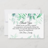 Minimale Waterverf Sympathie begrafenisgroen Bedankkaart (Voorkant)