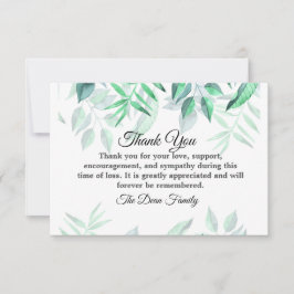 Minimale Waterverf Sympathie begrafenisgroen Bedankkaart