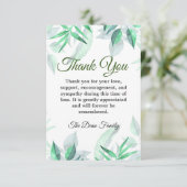 Minimale Waterverf Sympathie begrafenisgroen Bedankkaart (Staand voorkant)